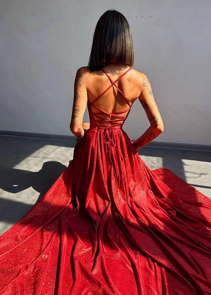 Прокат платья Красное блестящее на шнуровке для фотосессии и мероприятия в Новосибирске