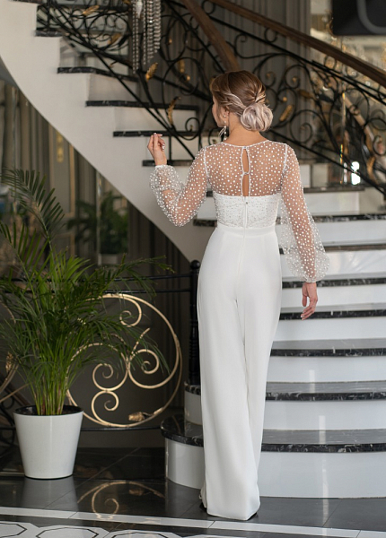 Комбинезон белый с блестящим горохом платье для фотосессии и мероприятия в Новосибирске