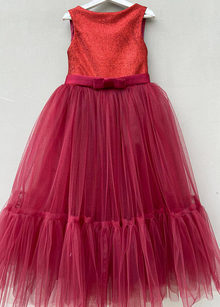 Прокат платья Красное фатиновое с блестящим верхом для фотосессии и мероприятия в Новосибирске