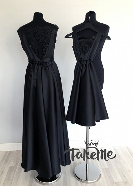 Прокат платья Комплект черных атласных платьев для фотосессии и мероприятия в Новосибирске
